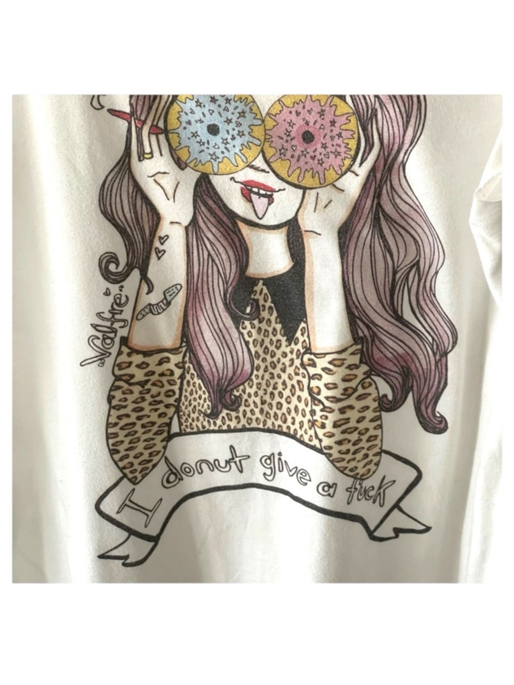 VHTF: Valfre Valfré ꧮ I Donut Give a F*ck Muscle Tee Tank Top ꧮ White ꧮ Medium ꧮ - Picture 8 of 16